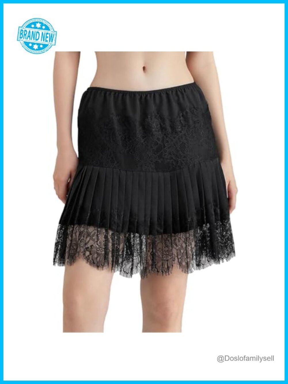 Lace Mini Skirt Ruffle Half Slip Layered Pleated Flowy